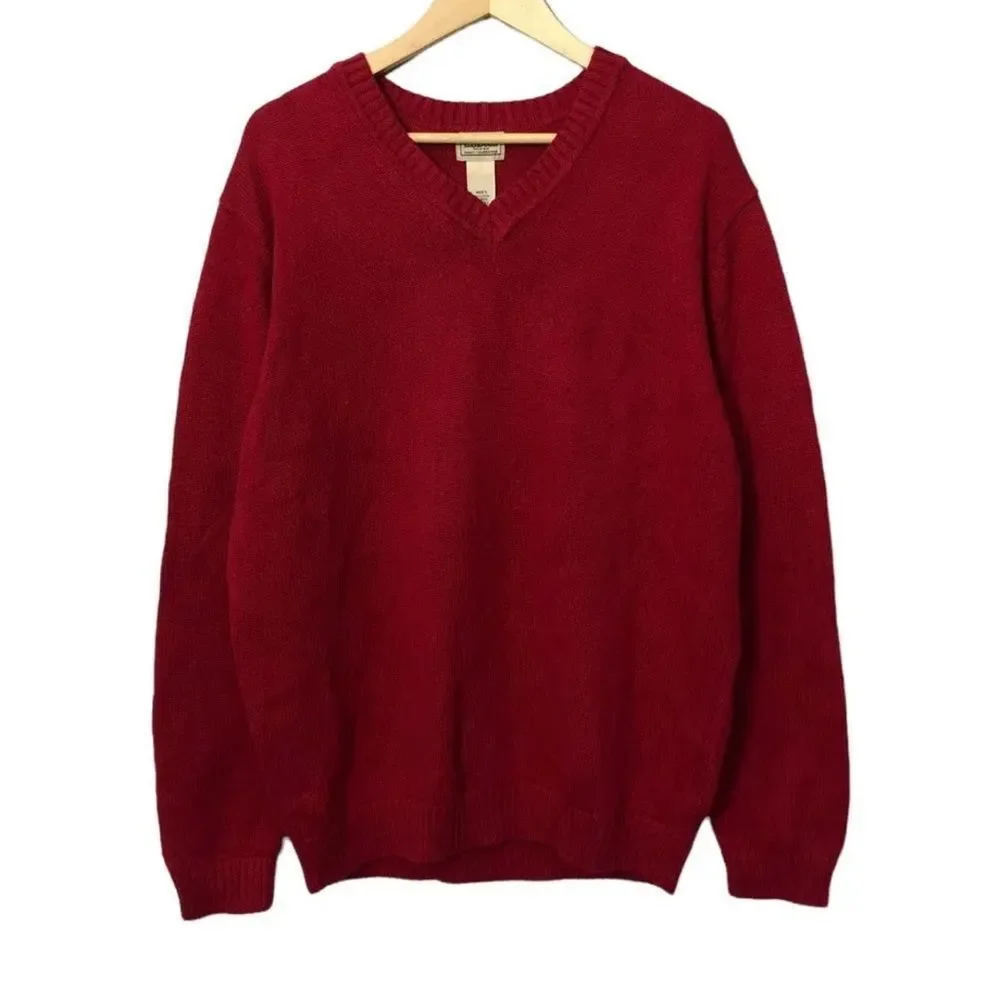 L.L. Bean vintage Men's Deep Red V-Neck Sweater